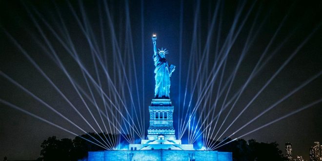 Michael Canitrot Lights Up the Statue of Liberty for Independence Day